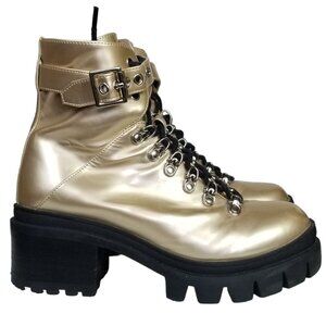 Jeffrey Campbell Platform combat boots gold size 7.5